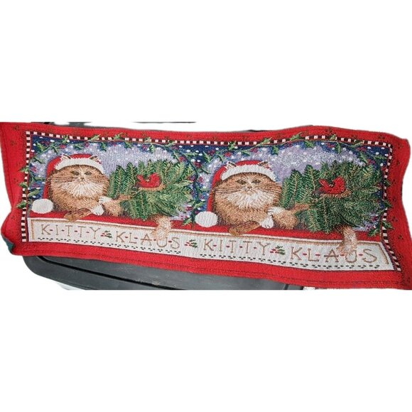 Tapestry Kitty Klaus Christmas Cat 4 Placemats & 1 Table Runner READ - Picture 3 of 12